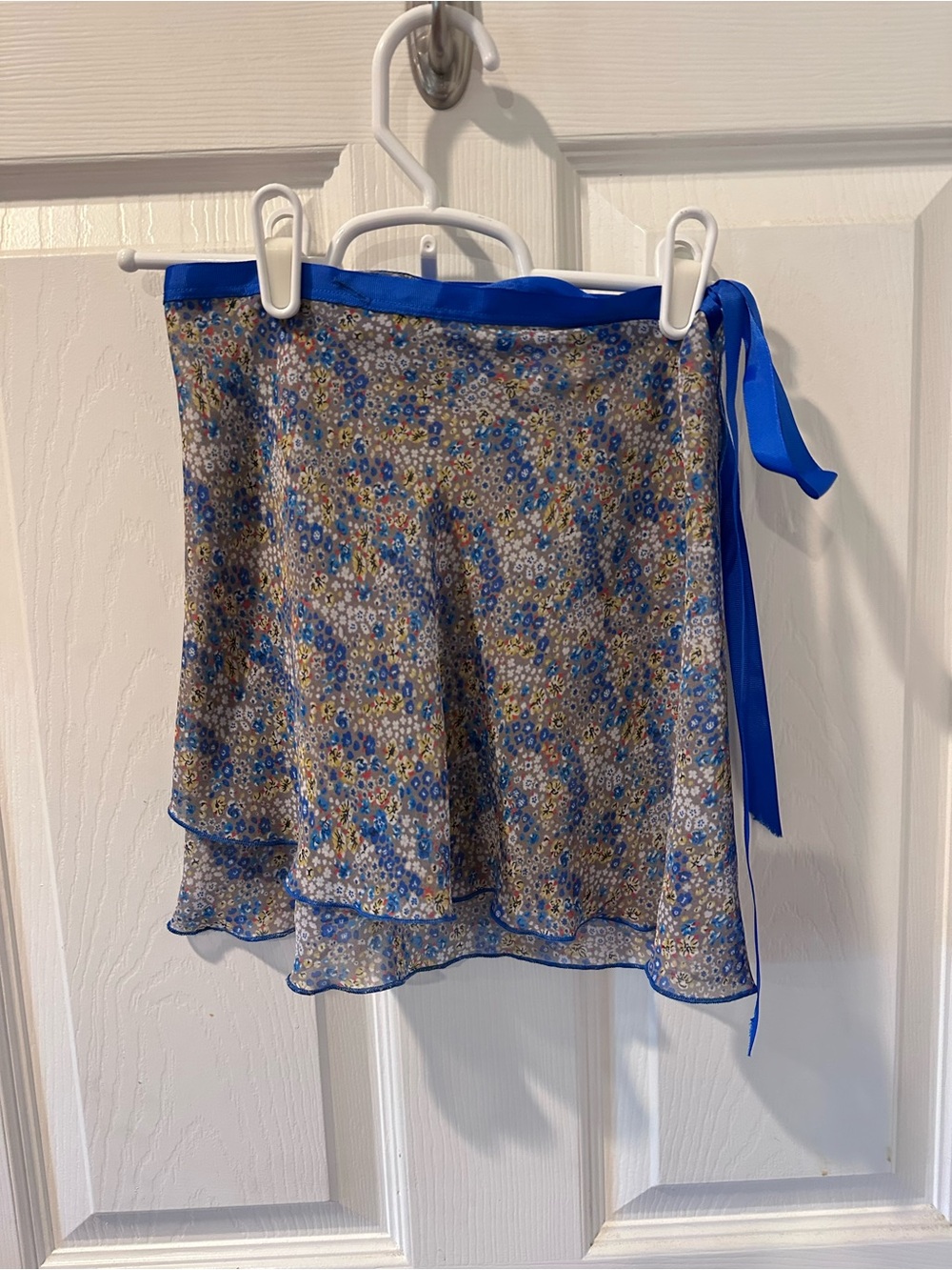 Blue Floral Sheer Wrap Ballet Skirt